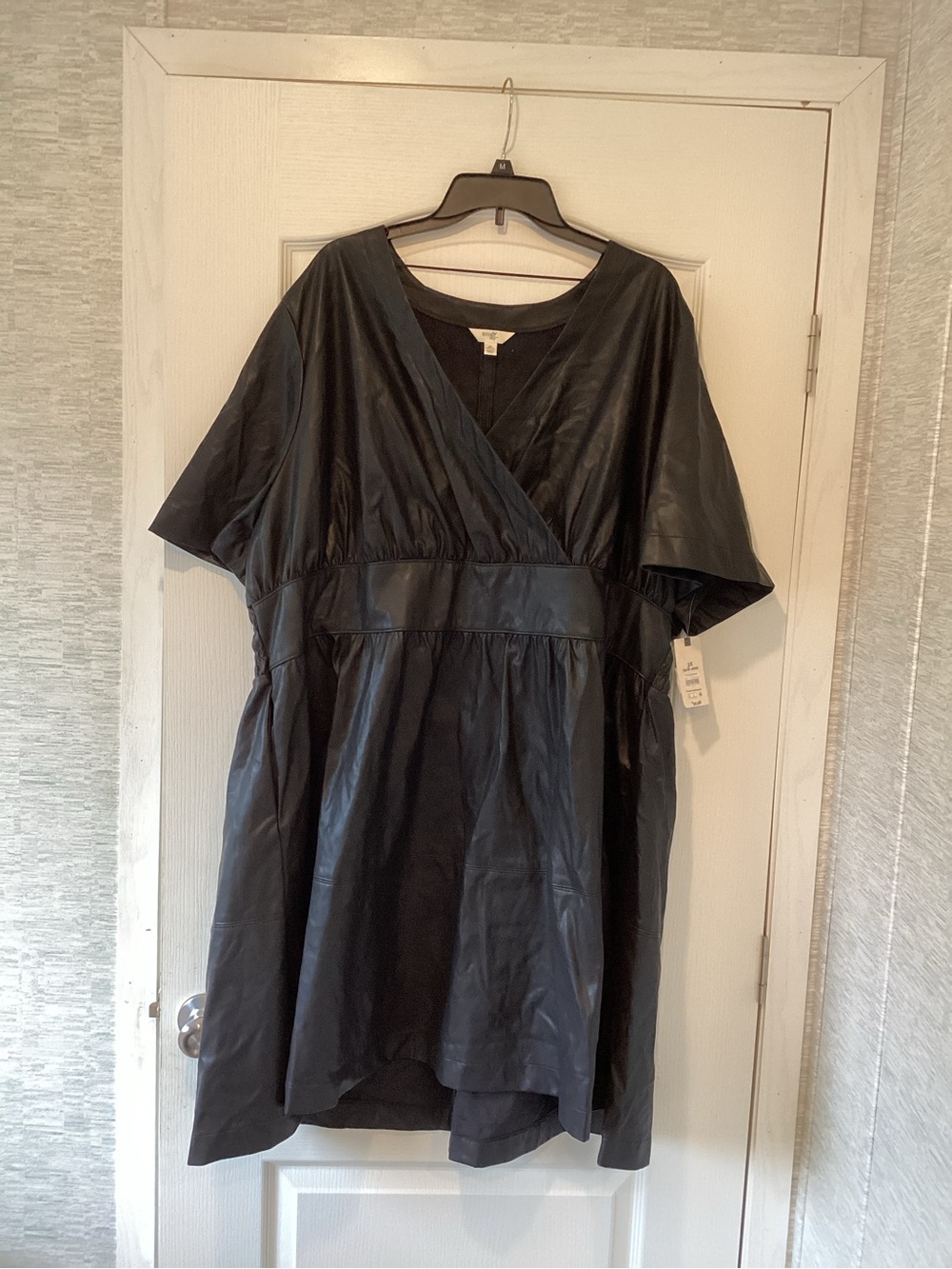 Terra & Sky Black Faux-Leather Midi Dress 3XL BNWT